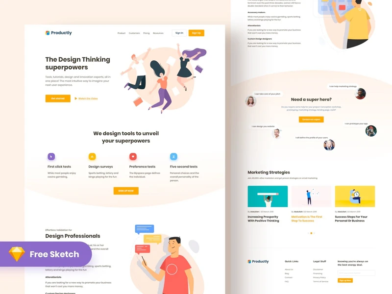 Productly - Free Landing Page for Sketch freebie preview