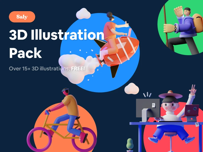 SALY - Free 3D Illustration Pack for Figma freebie preview