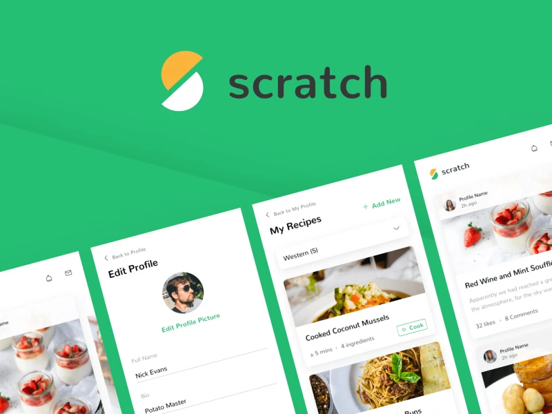 Scratch Recipe UI Kit freebie preview