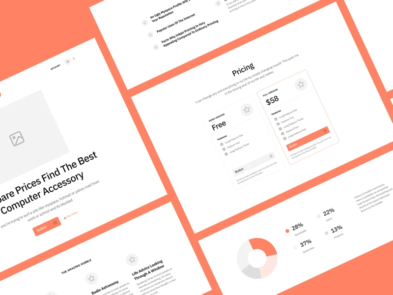 Sections - Landing Pages Wireframe Kit freebie preview