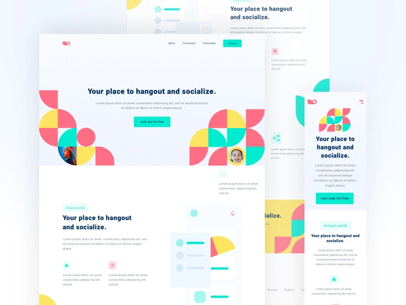 Social Meetup Landing Page for Sketch freebie preview