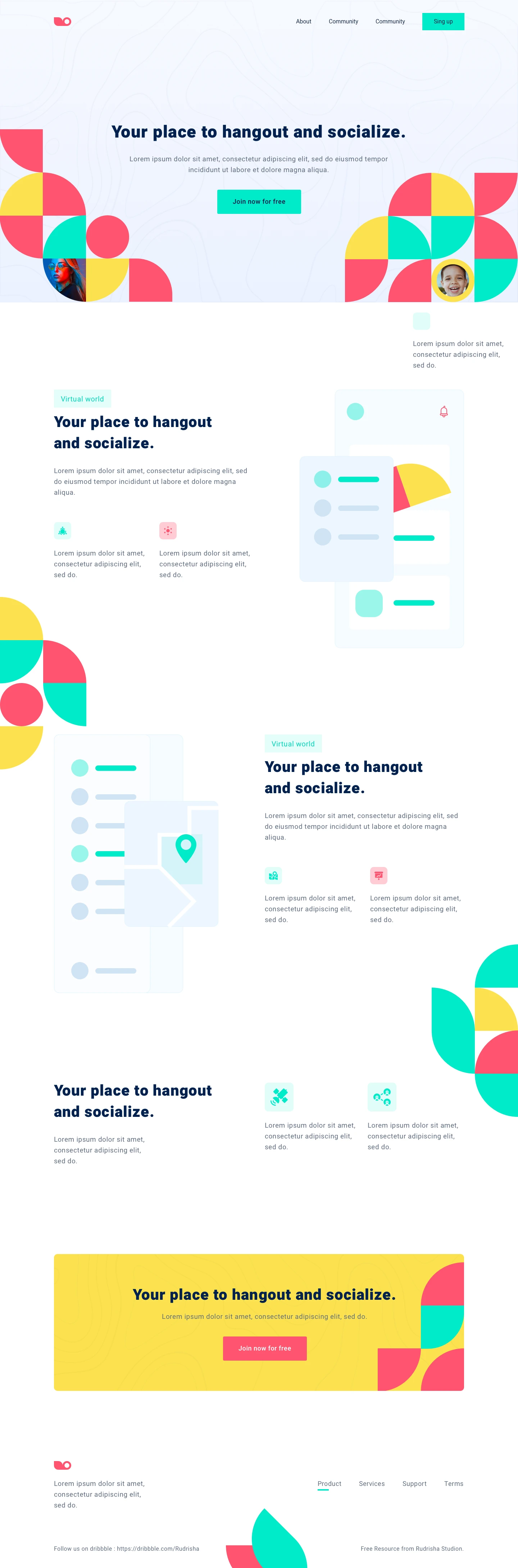 Social Meetup Landing Page for Sketch - 1