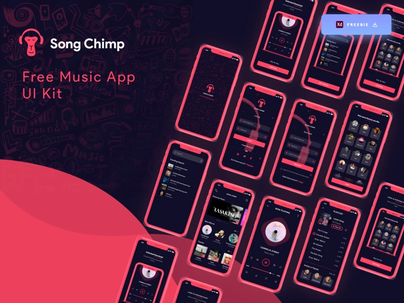 Song Chimp - Free Music App for Adobe XD freebie preview