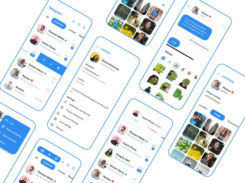 Telegram App UI Kit for Figma freebie preview