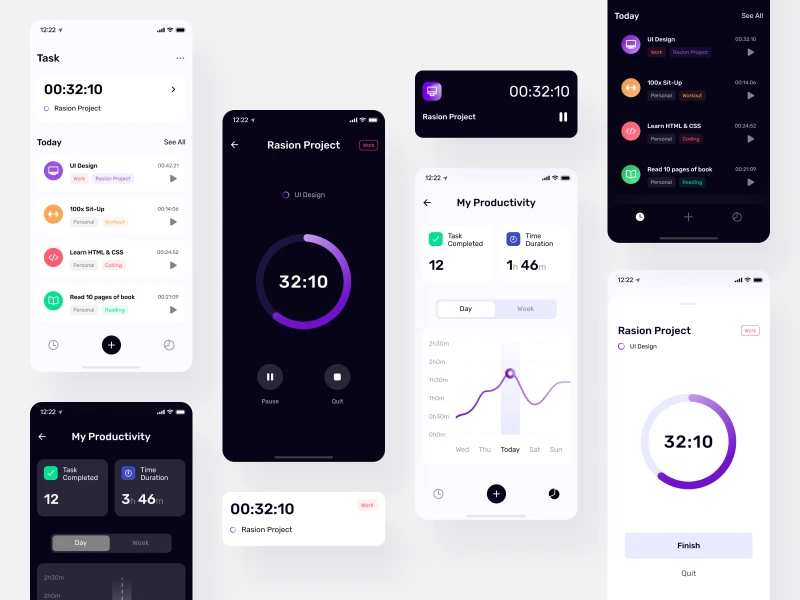 TimePad - Time Tracker Free UI Kit for Figma freebie preview