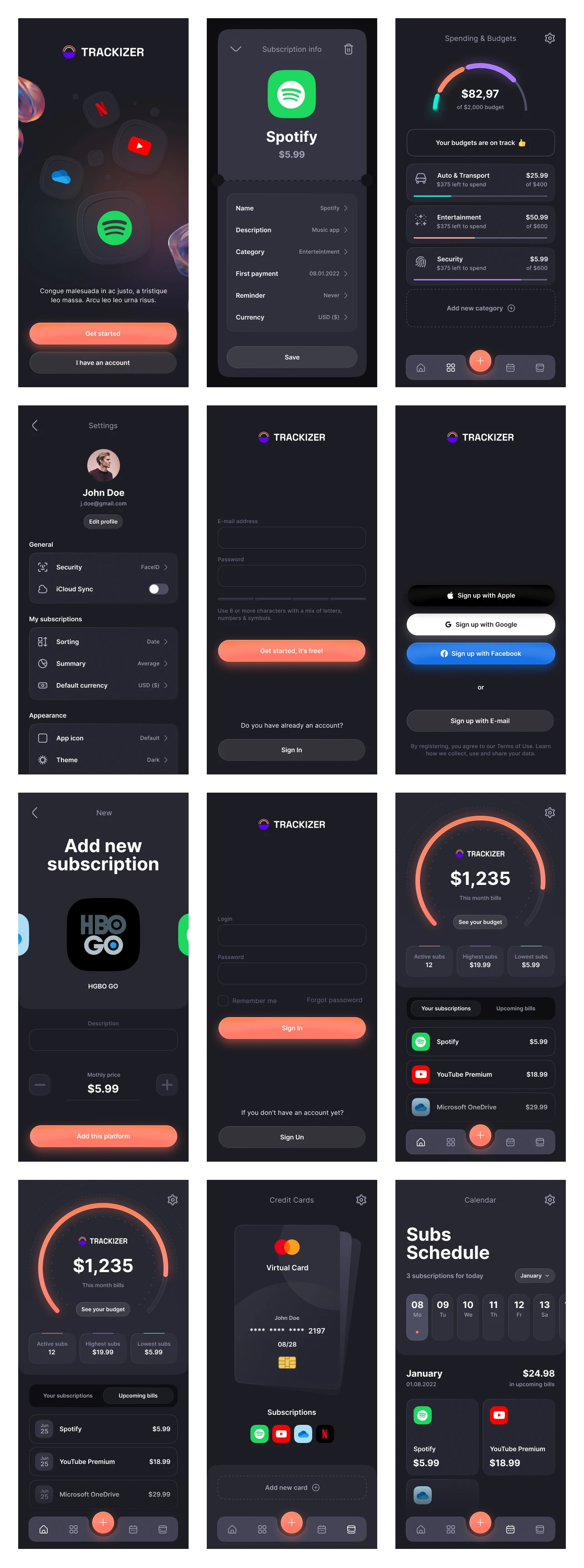 Trackizer - Free App UI Kit for Figma - 1