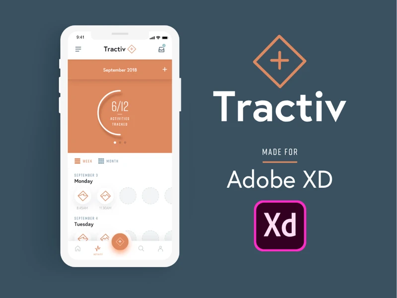 Tractiv Free UI Kit for Adobe XD freebie preview