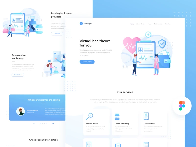 Trafalgar Landing Page for Figma freebie preview