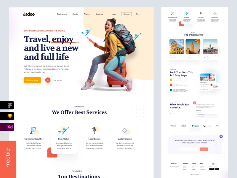 Travel Agency Free Landing Page freebie preview