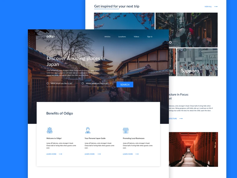 Travel Landing Page freebie preview