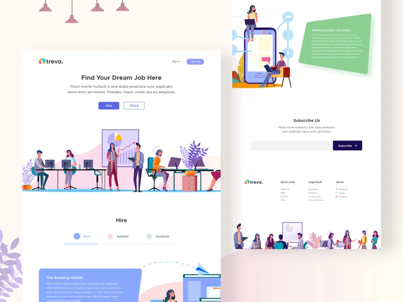 Treva - Job Hiring Landing Page for Sketch freebie preview