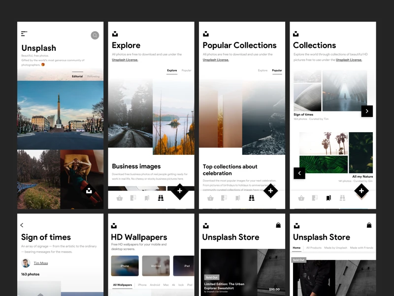 Unsplash UI Kit freebie preview