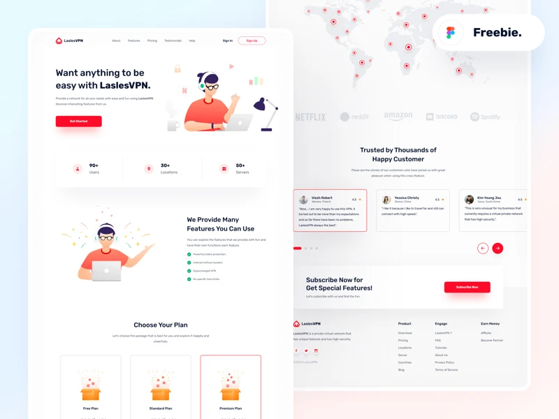 VPN Free Landing Page for Figma freebie preview
