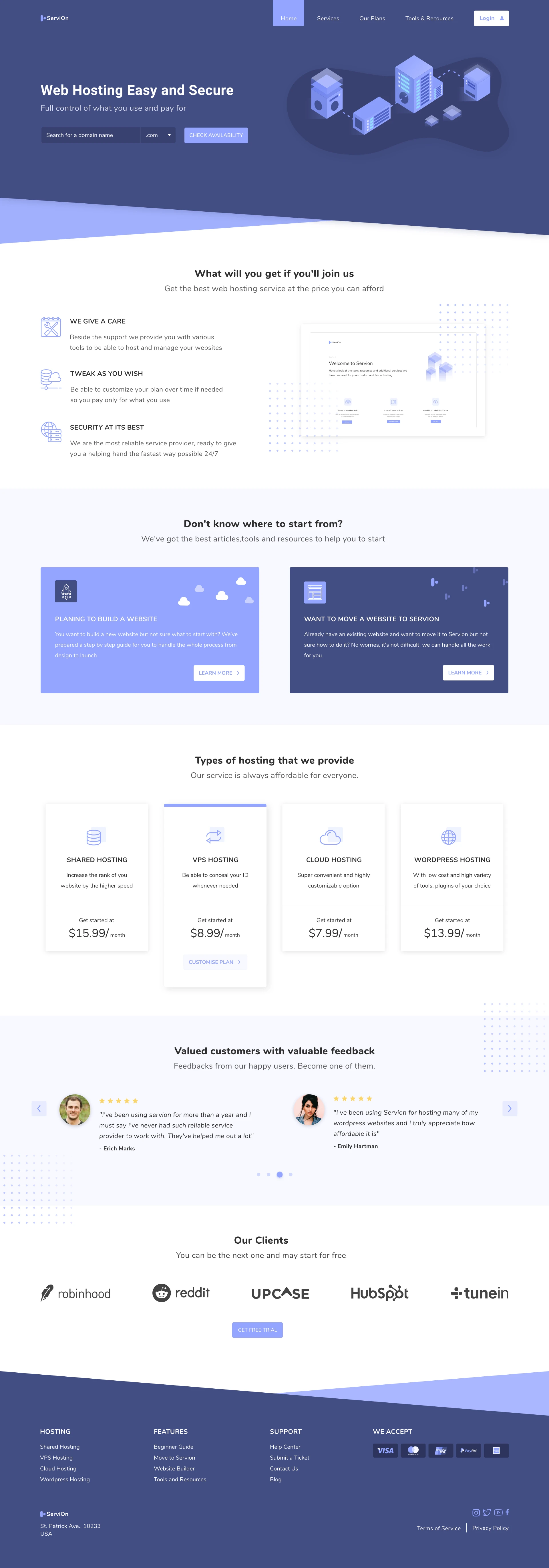 Web Hosting Landing Page for Adobe XD - 1
