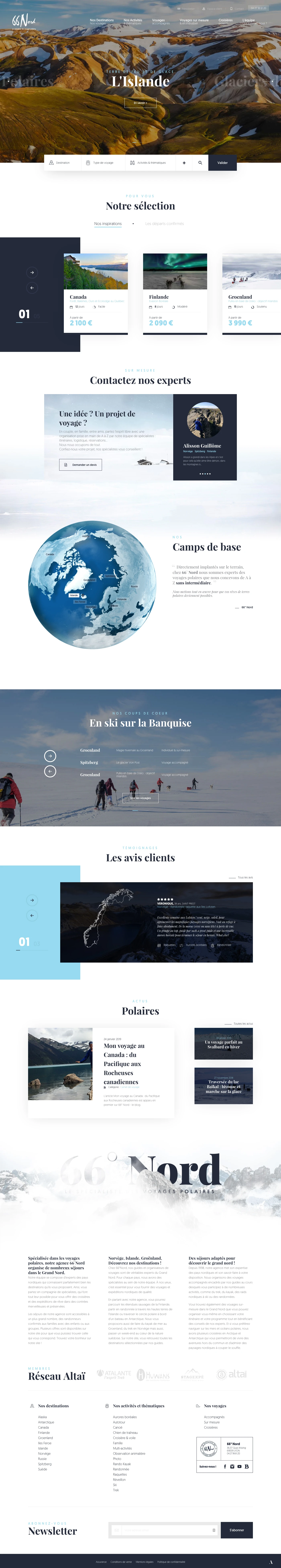 66° Nord Landing Page Example: Le Spécialiste des voyages polaires