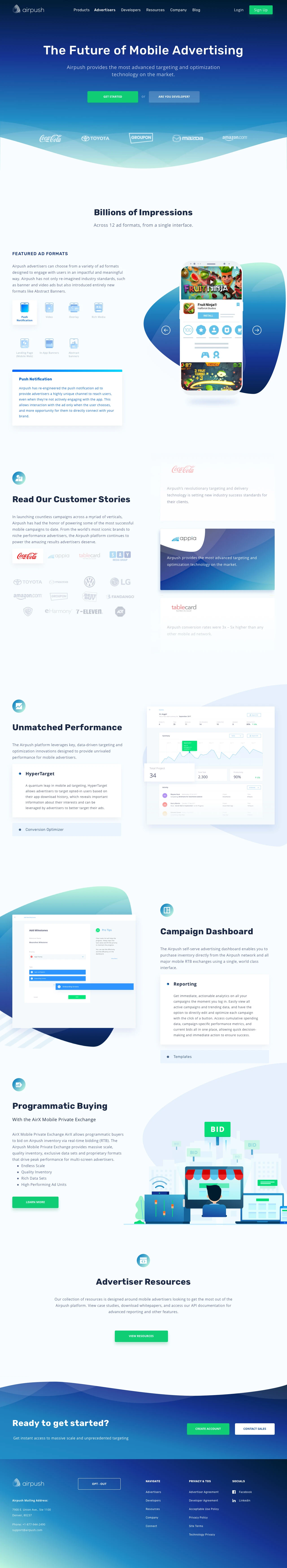 Airpush Landing Page Example: Airpush provides the most advanced targeting and optimization technology on the market.