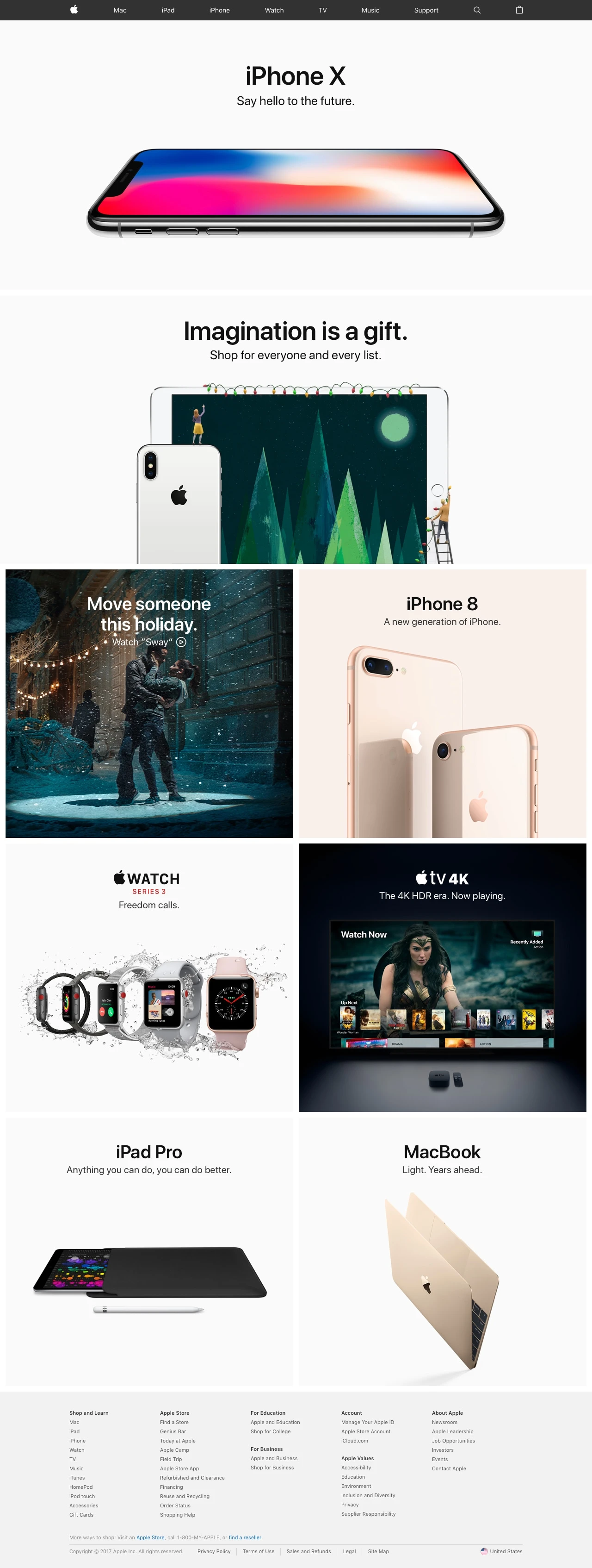 Apple Landing Page Example: Discover the innovative world of Apple and shop everything iPhone, iPad, Apple Watch, Mac, and Apple TV, plus explore accessories, entertainment, and expert device support.