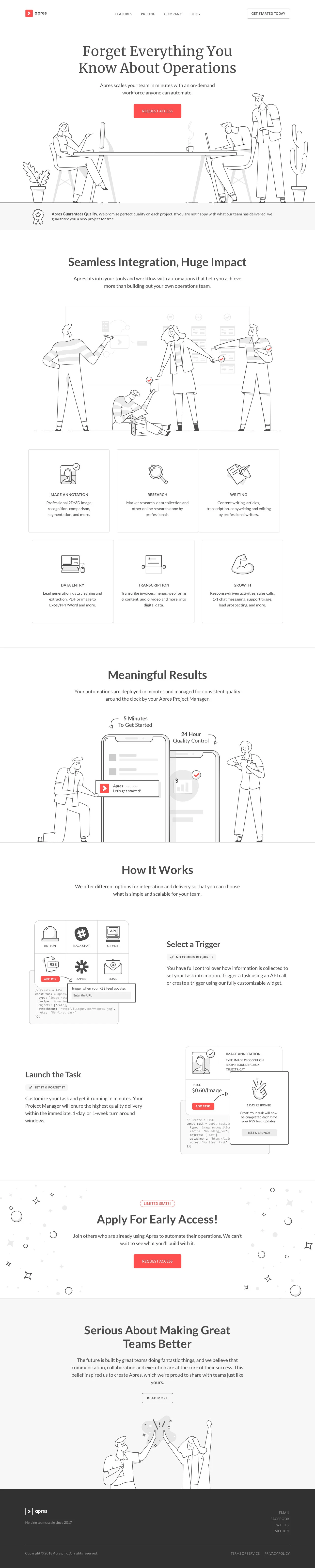 Apres Landing Page Example: Automate operations by integrating experts, on-demand.