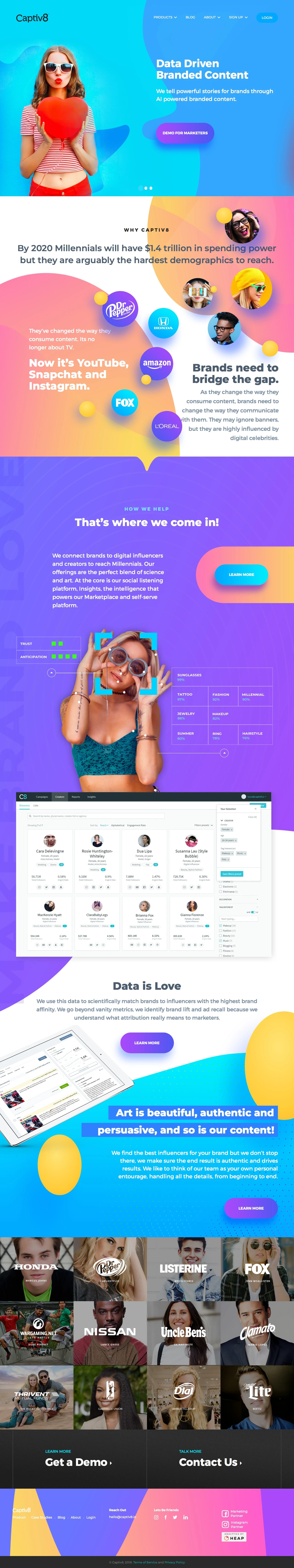 Captiv8 Landing Page Example: Captiv8 Is Building The Analytics, Marketing Platform For Harnessing The Reach of Instagram, Vine, Snapchat Stars