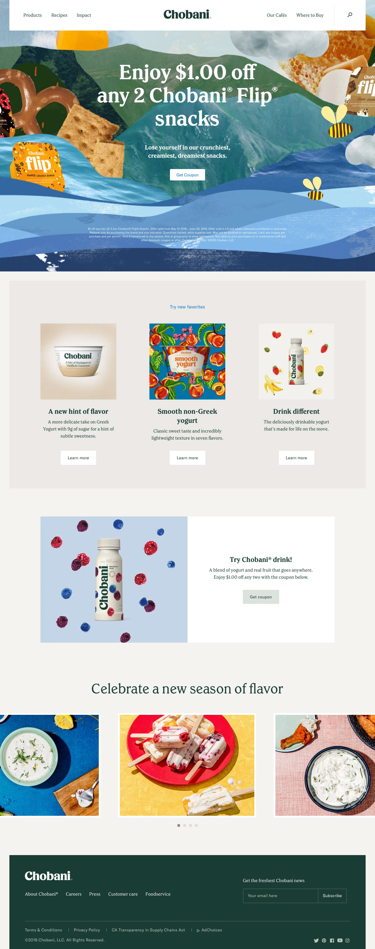 Chobani Landing Page Example: Chobani® is America's number one Greek Yogurt made the right way and not genetically modified (no GMO ingredients), with only natural ingredients and sweeteners