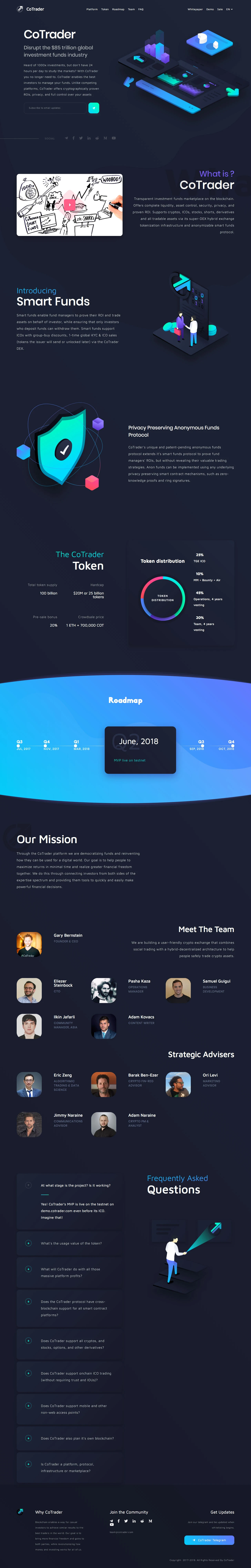 CoTrader Landing Page Example: CoTrader offers cryptographically proven ROIs, privacy, and full control over your assets