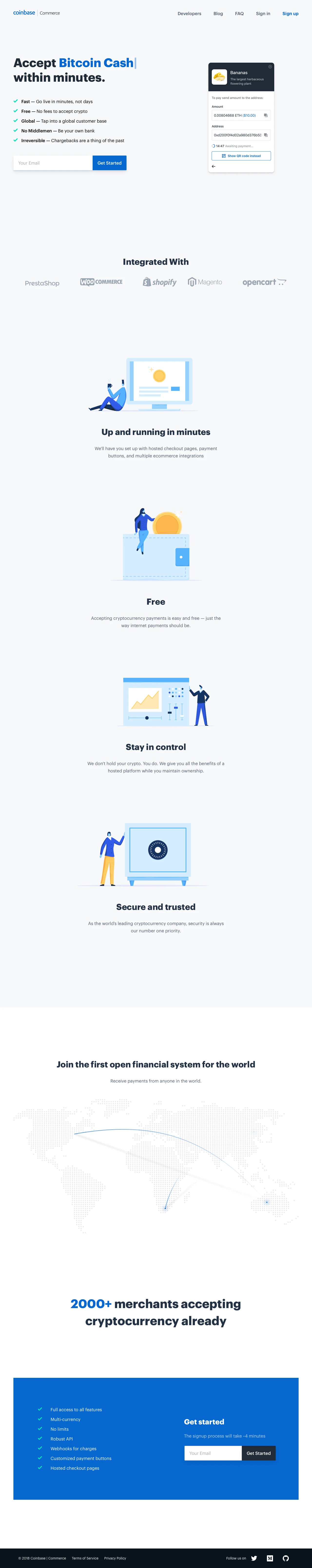 Coinbase Commerce Landing Page Example: Making accepting cryptocurrency payments easier than ever
