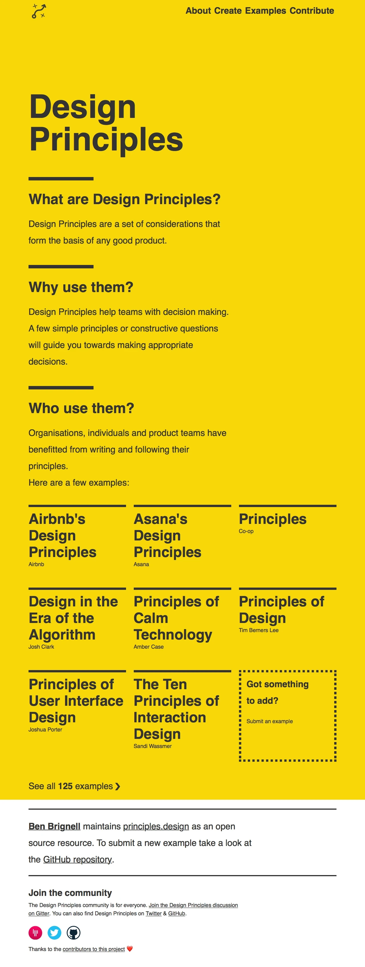 Design Principles Landing Page Example: An Open Source repository of Design Principles and methods