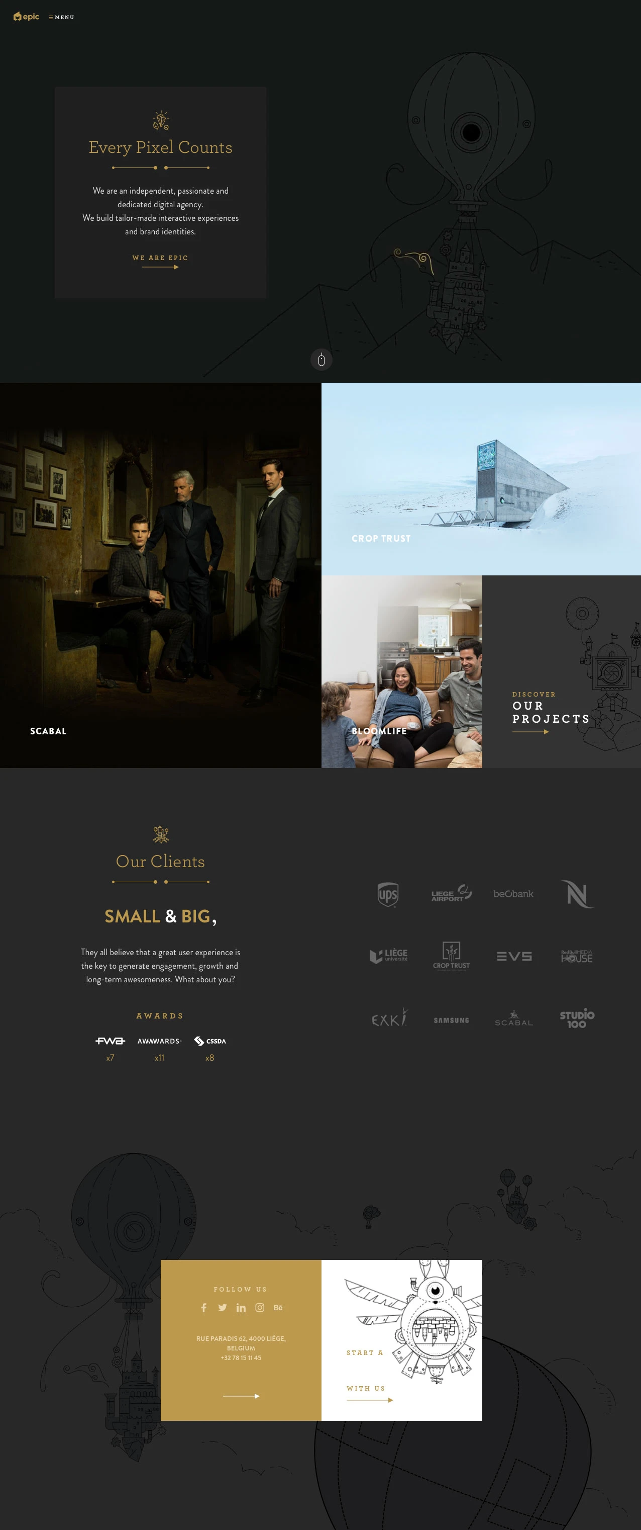EPIC Agency Landing Page Example: EPIC is a digital agency made of passion and creativity. We craft awesome and thoughtful digital experiences that change the way you connect with clients.