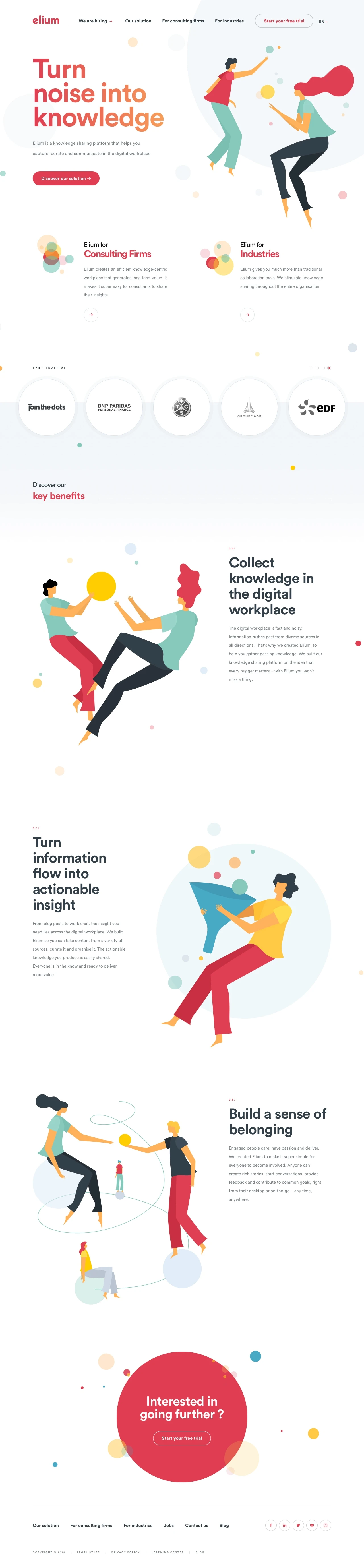 Elium Landing Page Example: Elium is a knowledge sharing platform that helps you capture, curate and communicate in the digital workplace