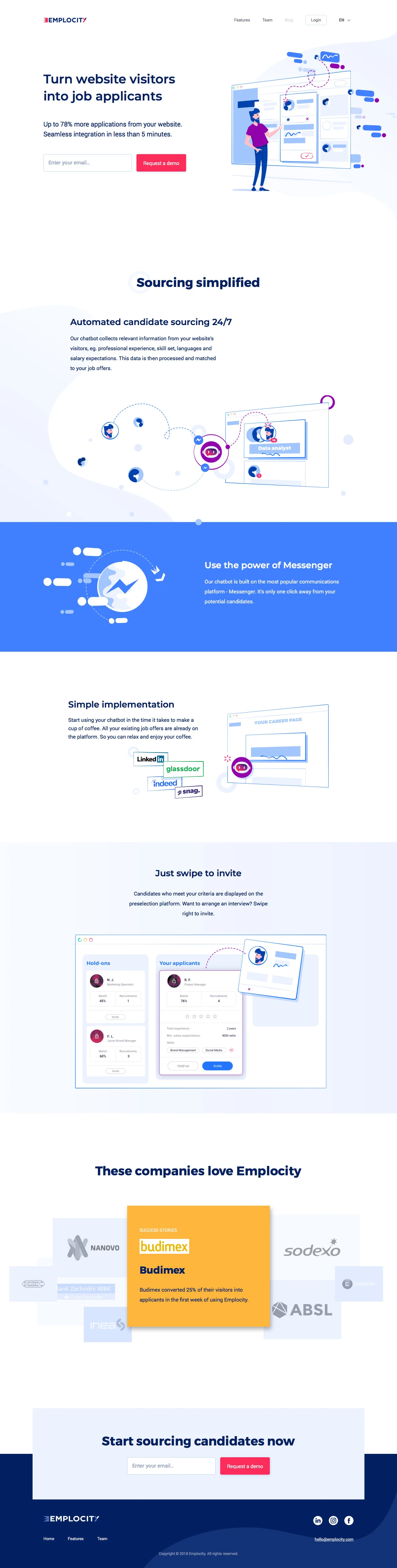 Emplocity Landing Page Example: Turn website visitors into job applicants