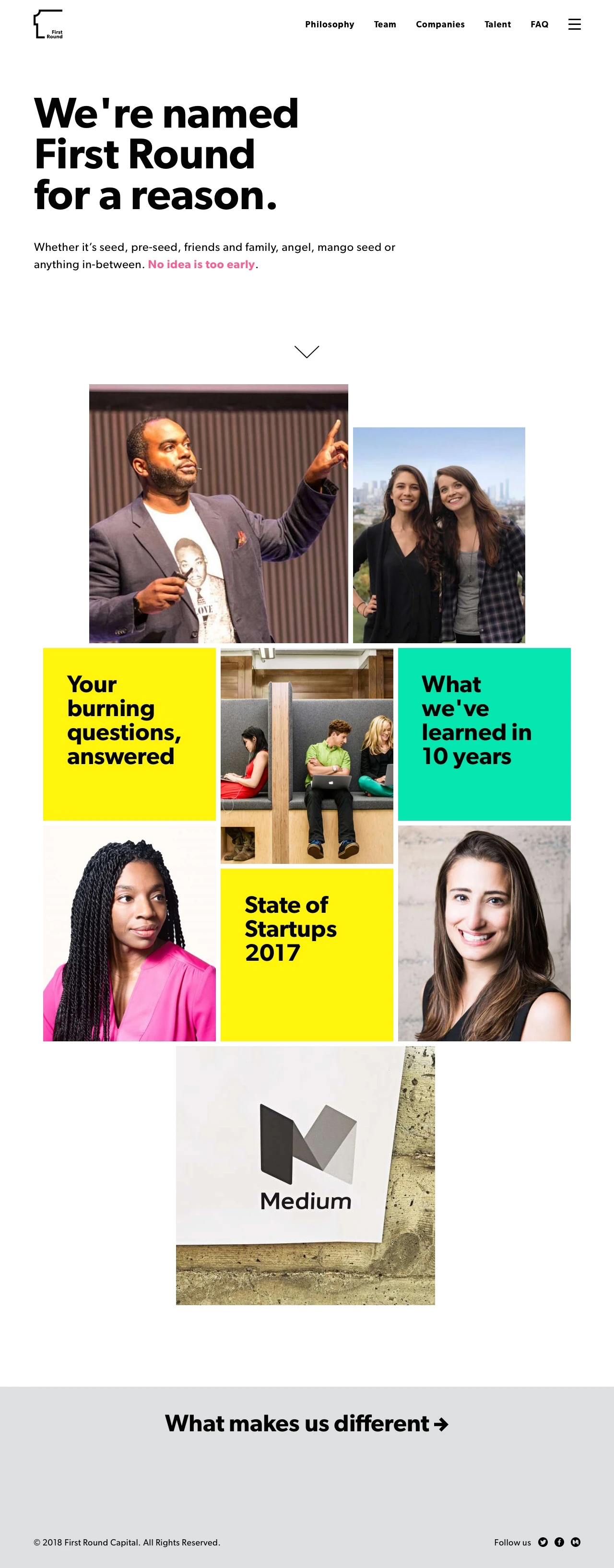 First Round Capital Landing Page Example: First Round is a seed-stage venture firm focused on building a vibrant community of technology entrepreneurs and companies.