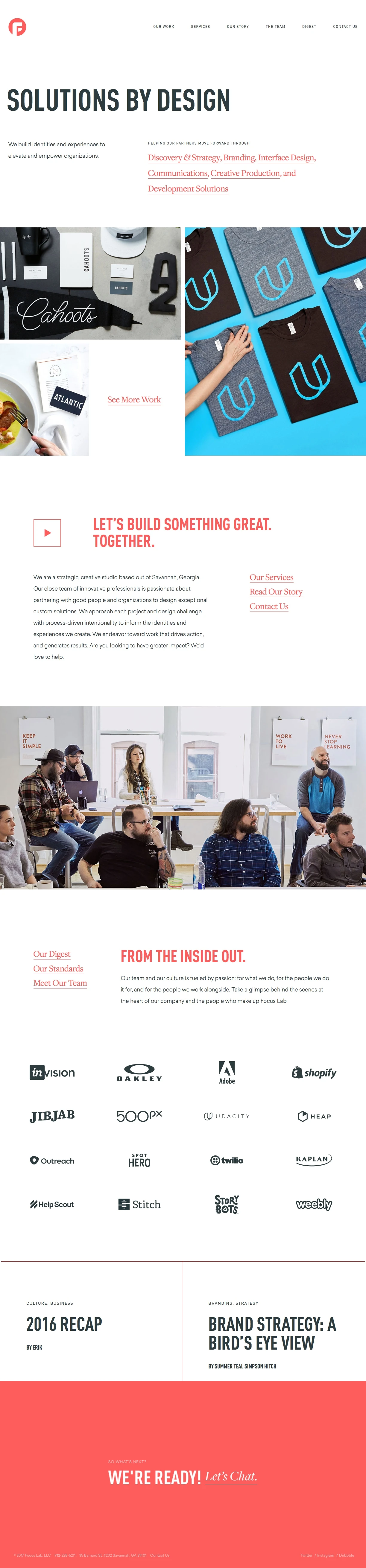 Focus Lab Landing Page Example: Focus Lab is a strategic branding and web design/development company headquartered in the heart of Savannah, Georgia.