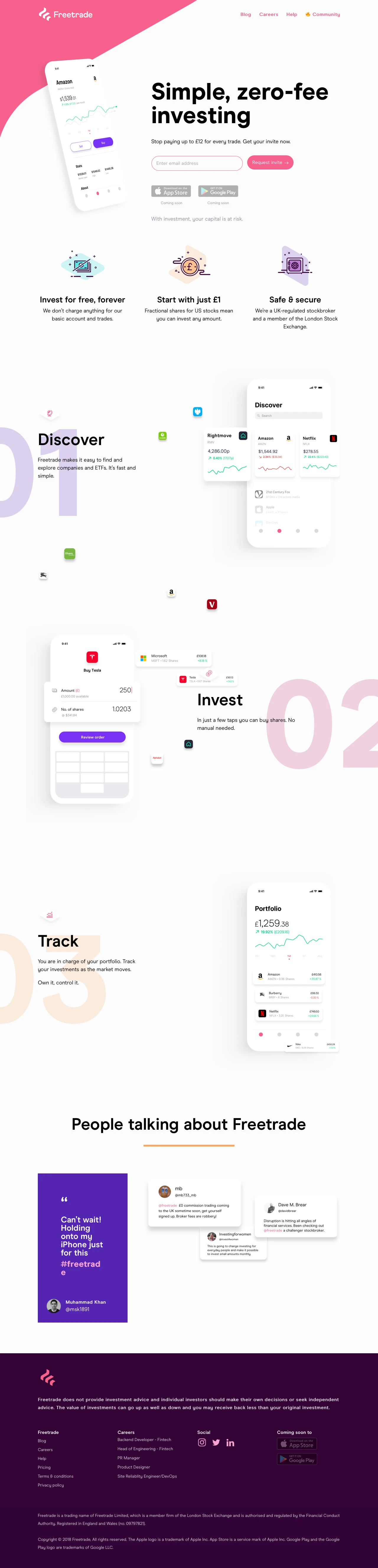 Freetrade Landing Page Example: Free stock trading. Stop paying up to £12 for every trade