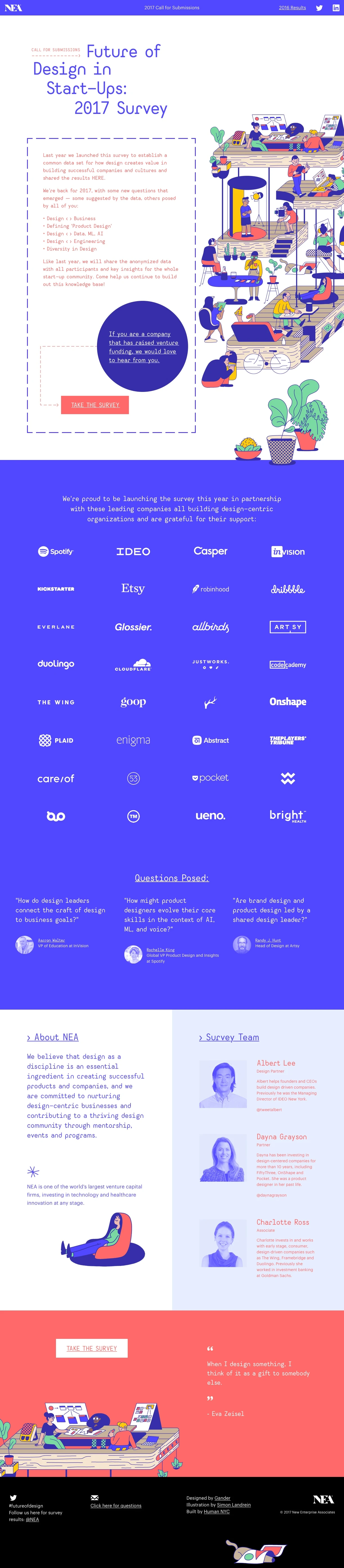 Future Of Design Landing Page Example: We’re back for 2017, with some new questions that emerged — some suggested by the data, others posed by all of you.