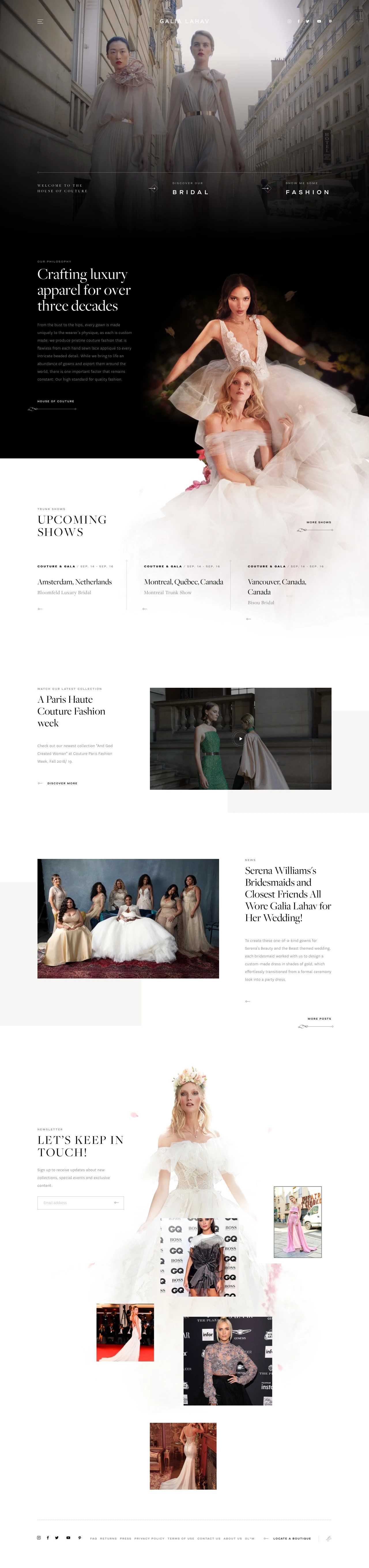 Galia Lahav Landing Page Example: Crafting luxury apparel for over three decades