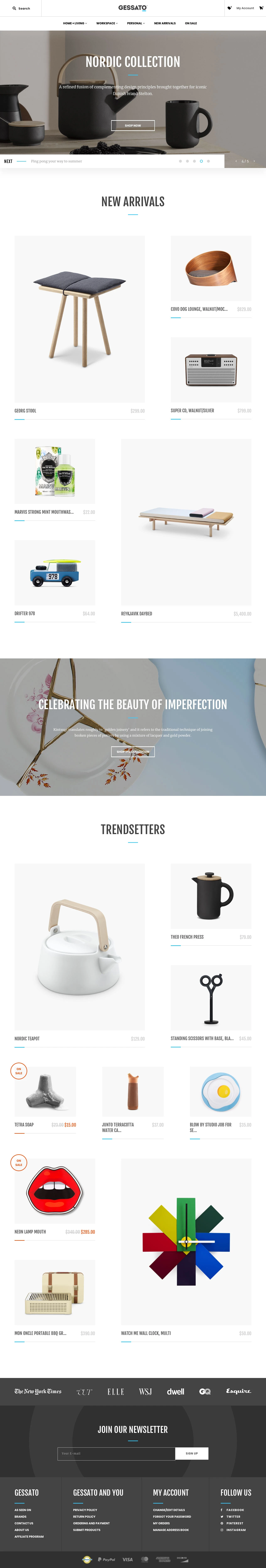Gessato Landing Page Example: Gessato is superior design, exceptional craftsmanship, exquisite materials.