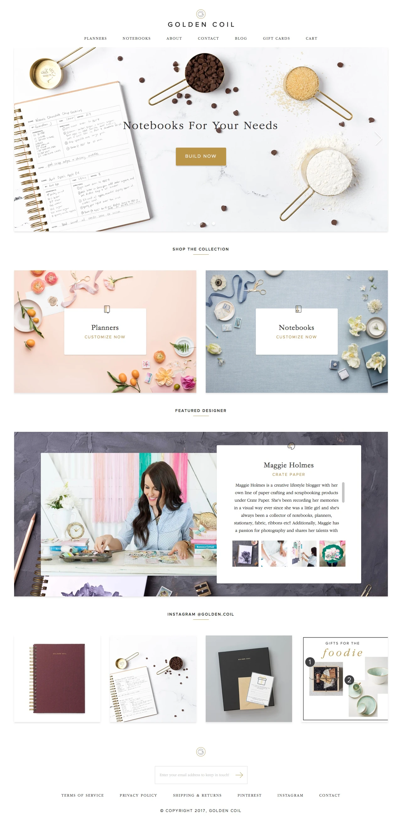 Golden Coil Landing Page Example: Notebooks For Your Needs