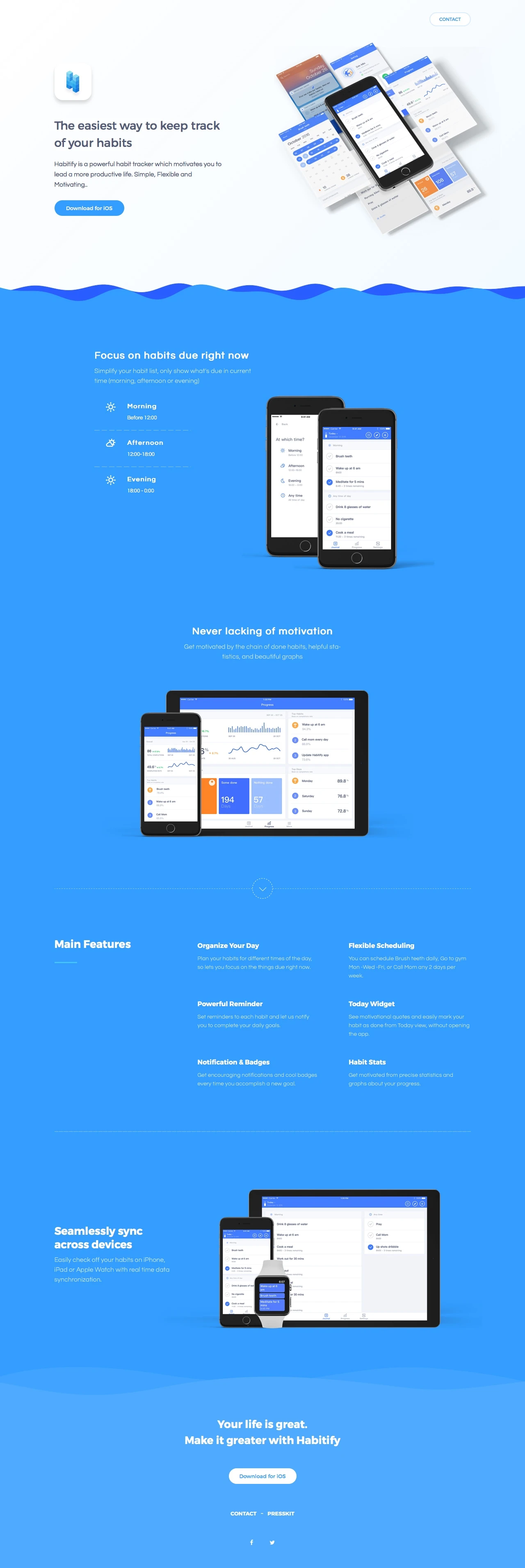 Habitify Landing Page Example: Habitify is a free habit tracker which motivates you to lead a more productive life. Simple, Flexible and Motivating.