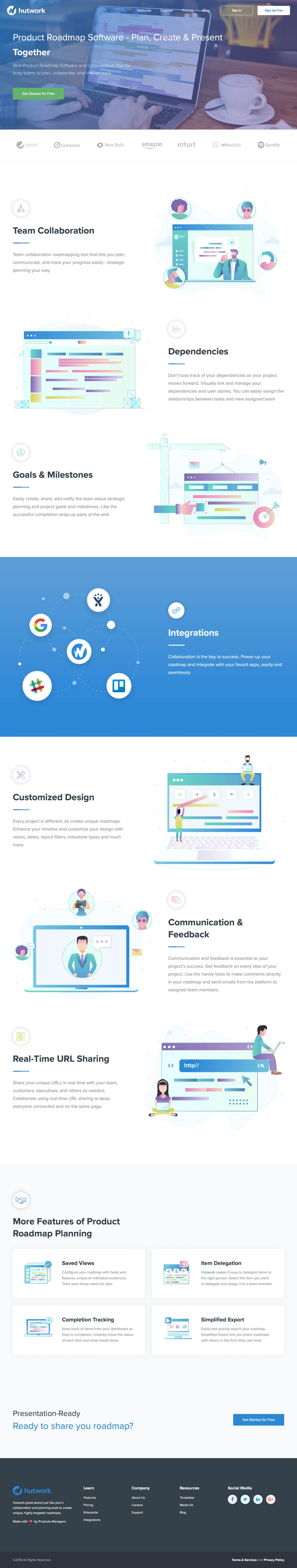 Hutwork Landing Page Example: Best Product Roadmap Software and Collaboration Tool for busy teams to plan, collaborate, and stay on track.