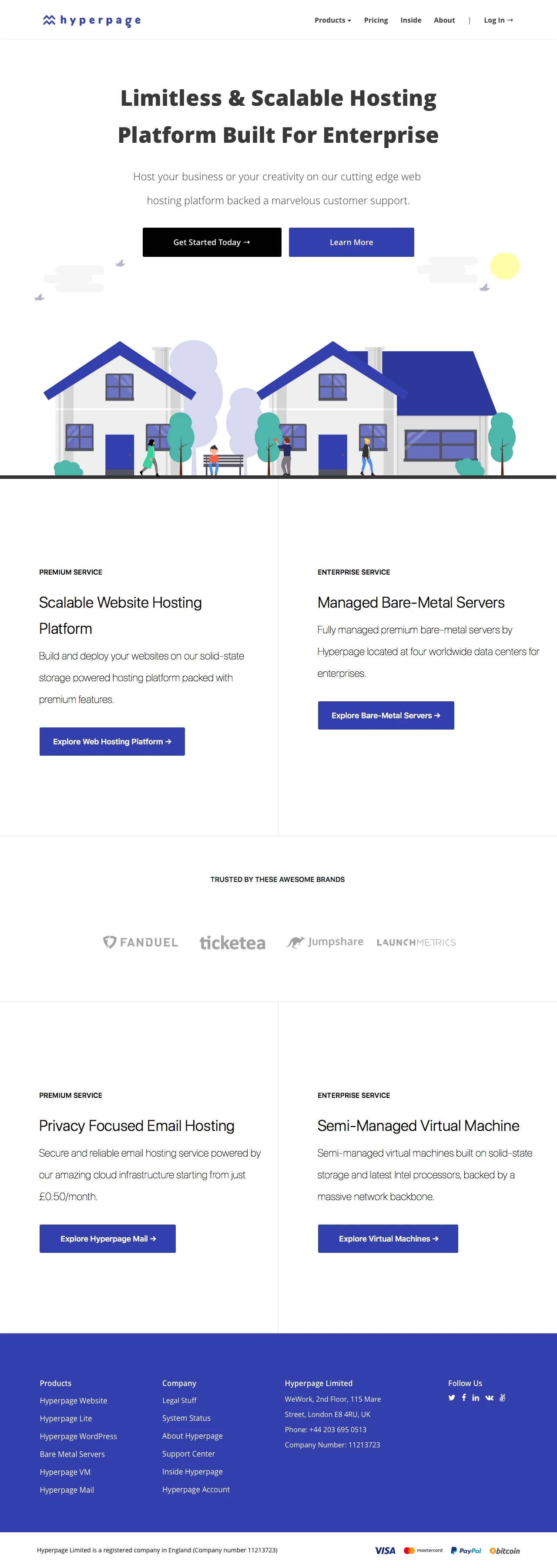 Hyperpage Landing Page Example: Limitless & Scalable Hosting Platform Built For Enterprise. Hyperpage is a web hosting platform built on pure solid-state storage to accelerate your website speed and deliver a flawless performance.