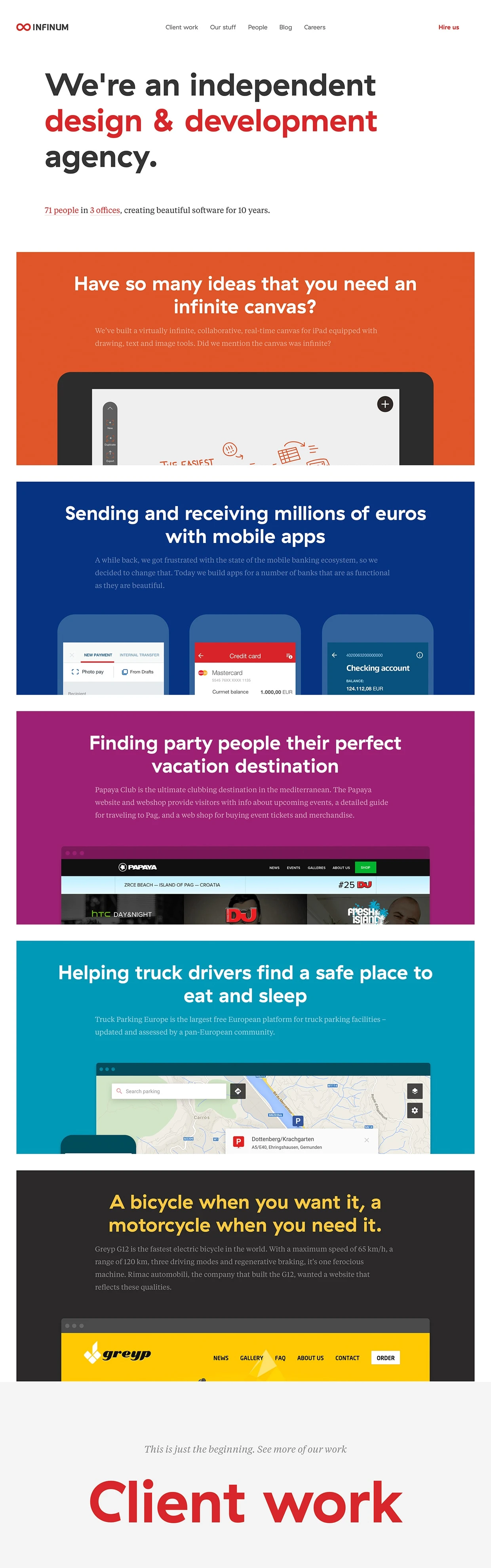 Infinum Landing Page Example: Want a reliable company to develop your mobile and web projects? You're in the right place.