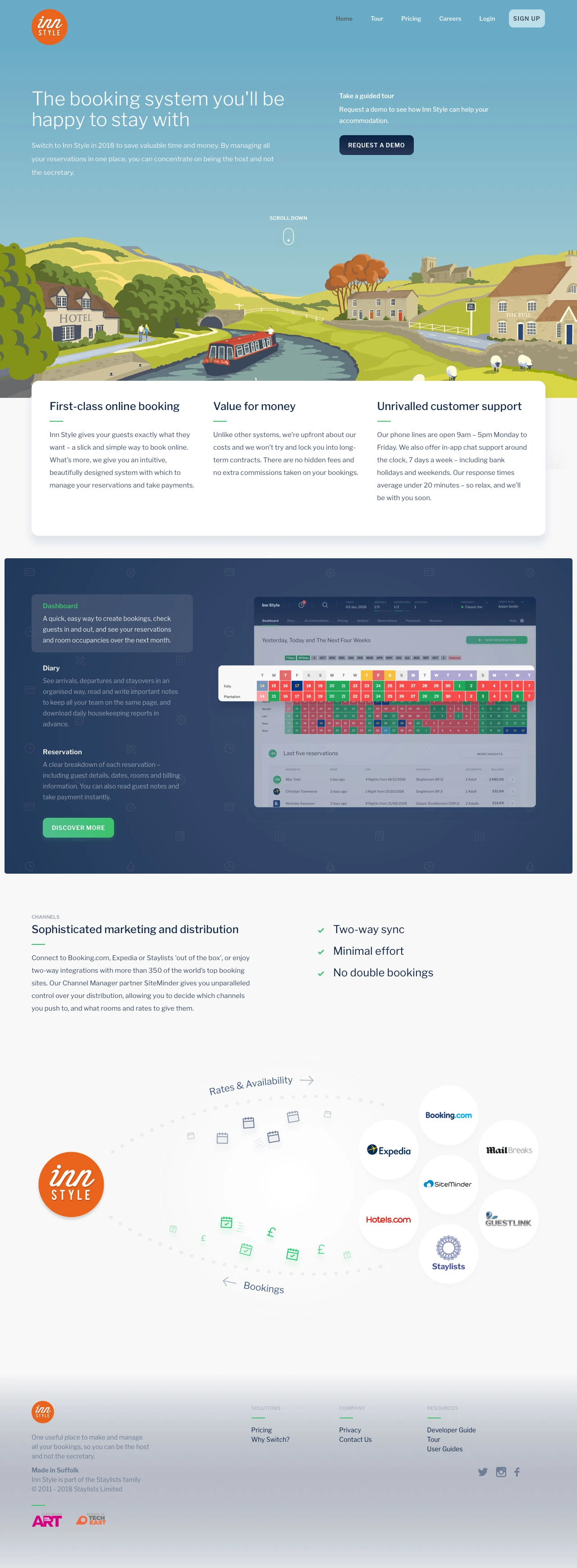 Inn Style Landing Page Example: The booking system for smart accommodation businesses