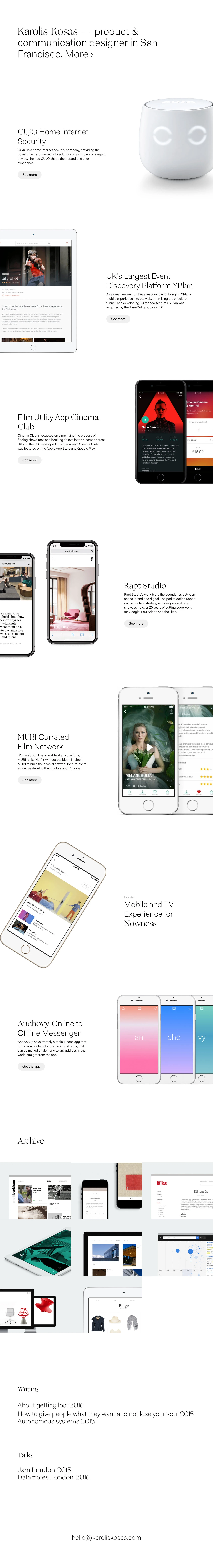 Karolis Kosas Landing Page Example: Product & communication designer in San Francisco