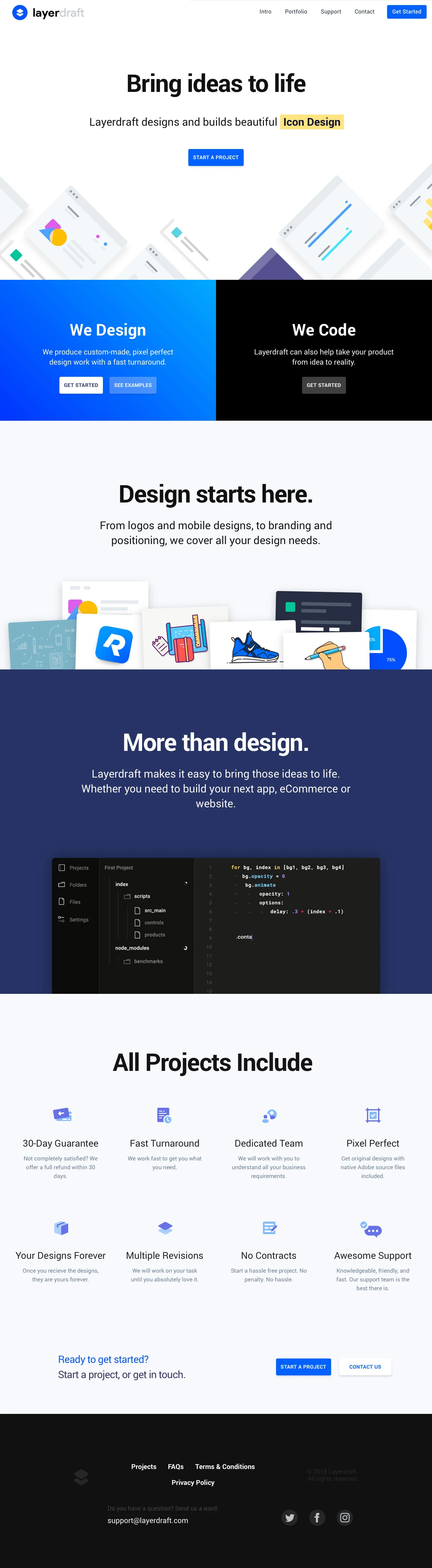Layerdraft Landing Page Example: Create your app, brand, logo, and much more with Layerdraft – the perfect companion for your design and development project.