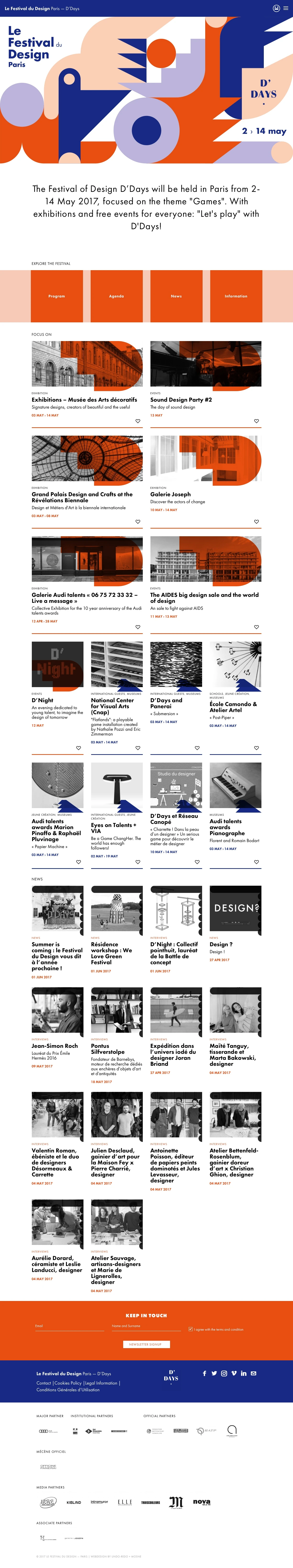 Le Festival du Design Landing Page Example: The Festival of Design D’Days