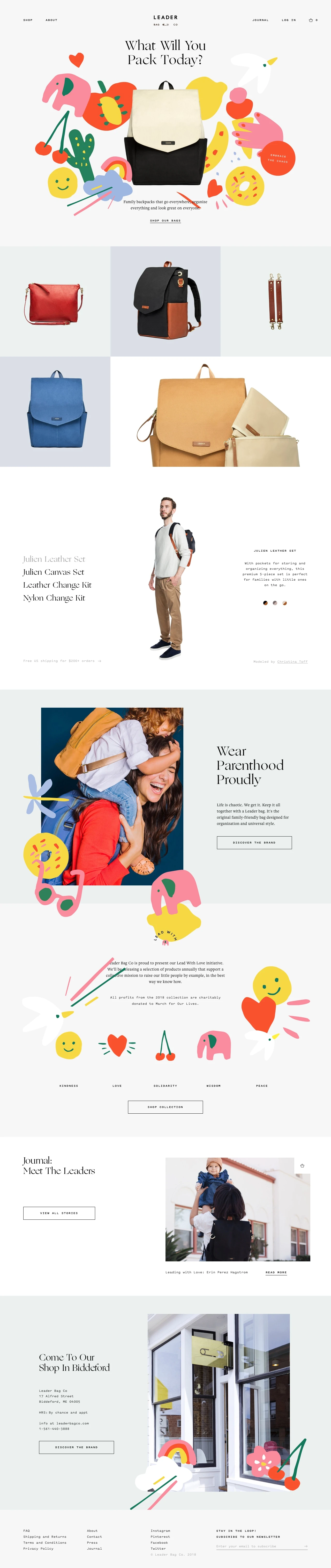 Leader Bag Co Landing Page Example: The Ultimate Modern Diaper Bag - Inspired by families on the move, our bag will follow you everywhere.