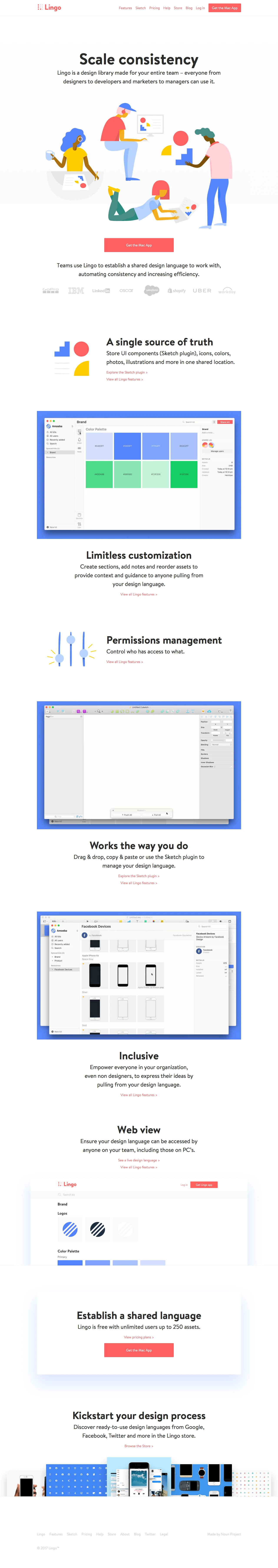 Lingo Landing Page Example: A design library made for your entire team.
