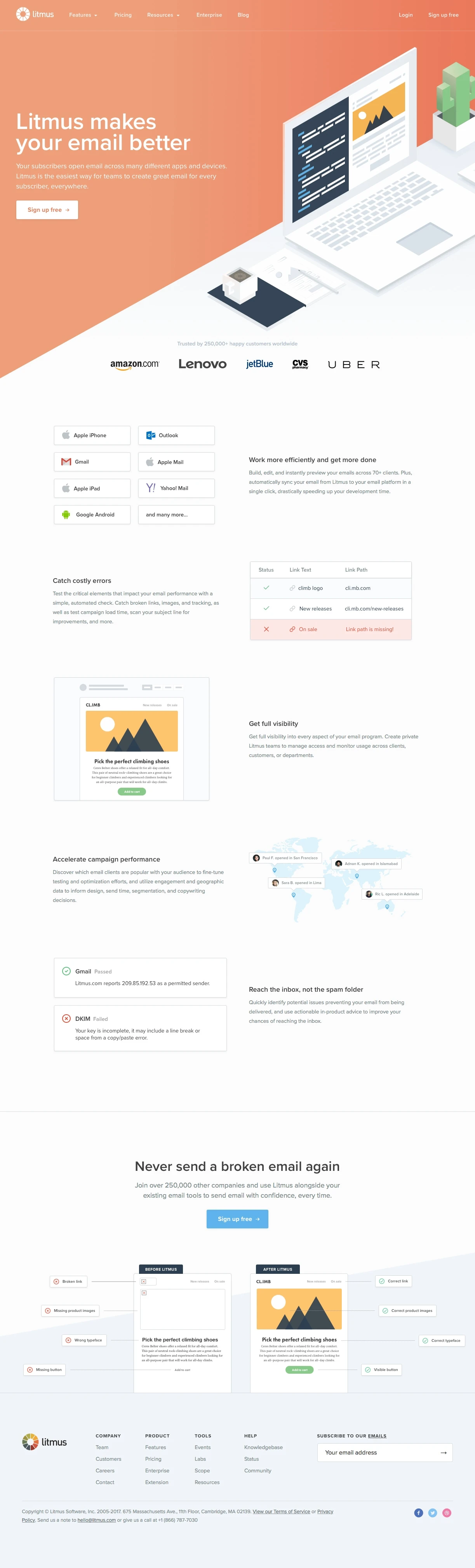 Litmus Landing Page Example: Litmus provides a suite of email design and email marketing tools, helping you build, design, test, and analyze your emails.