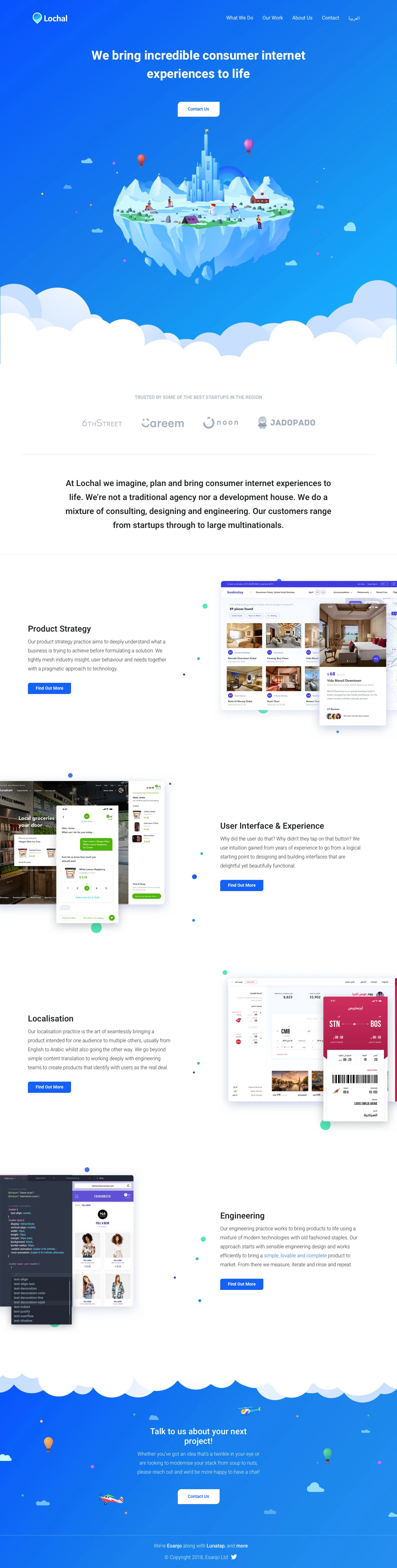 Lochal Landing Page Example: We bring incredible consumer internet experiences to life