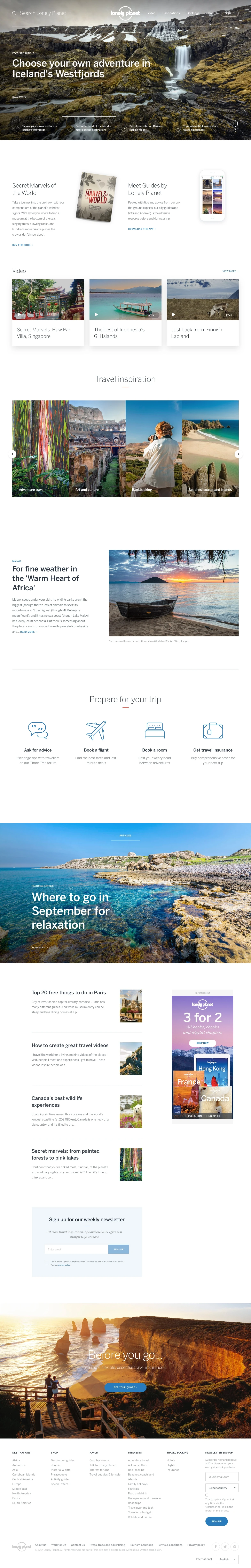 Lonely Planet Landing Page Example: Love travel? Plan and book your perfect trip with expert advice, travel tips, destination information and inspiration from Lonely Planet.